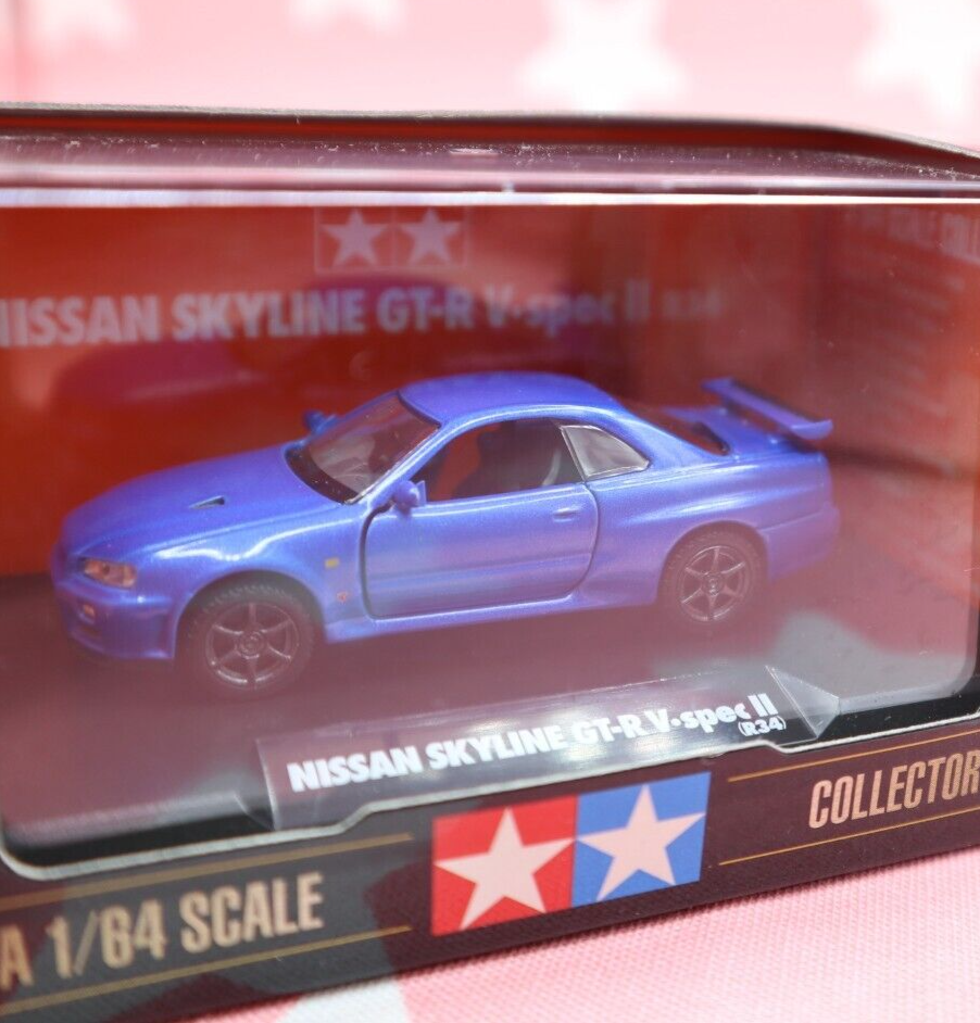 TAMIYA 1/64 NISSAN SKYLINE GT-R V-SPEC II R34 Model Car Blue Rare