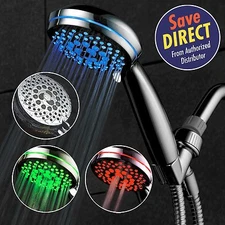 HotelSpa® Luxury 7-Colors LED Chrome Hand Shower with 7 Settings