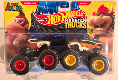 NIB Hot Wheels Super Mario Bowser Vs. Donkey Kong Monster Trucks Die Cast Toy