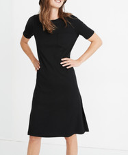 MADEWELL WOMEN'S BLACK SHORT SLEEVE RIBBED POCKET TEE MIDI DRESS Sz M