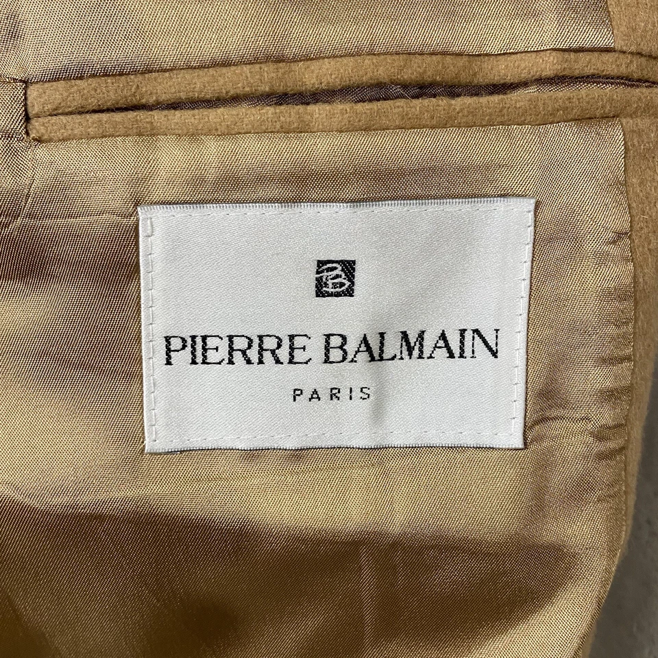 Lana Pierre Balmain de colección (?) Abrigo Traje Camel Hecho en EE. UU. Para Hombre 44R? Clásico LEER Foto 3 de 4