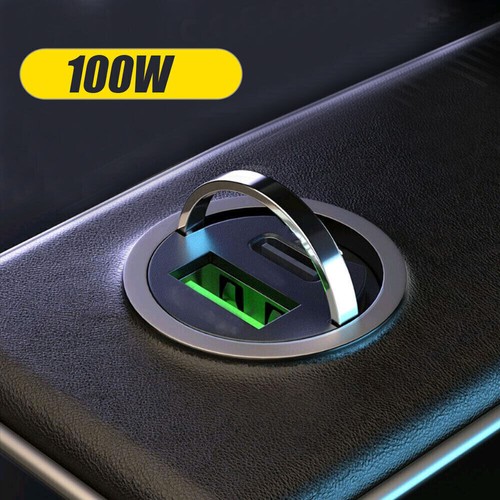 Mini 100W USB Phone Car Charger Adapter Type-C QC3.0 Fast Charging Accessories - Picture 3 of 12
