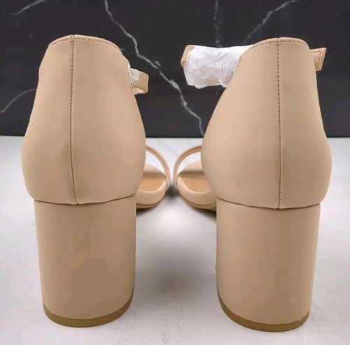 Bamboo HIGHLIGHT-06S Women's Block Heel Sandal, Nude Nubuck PU, sz 7.5 - Picture 6 of 12