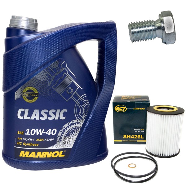 MotoröL Set 10W-40 5 Liter + ÖLfilter SH 426 L + Schraube FüR BMW 3Er 320I 323I-image