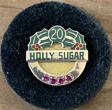 Vintage 10KT Gold Holly Sugar Company 4-Rubies 20-Year Pendant Pin