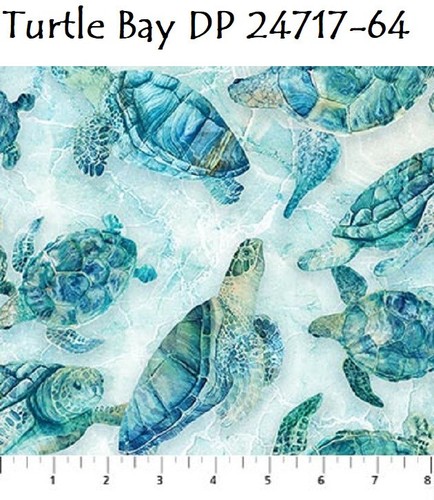 Turtle Bay Ocean Beach Cotton Quilt Fabric Northcott 24717-64 Blue 1-1/3 yd