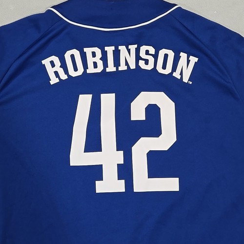 Maglia Majestic Brooklyn Dodgers Collezione Cooperstown #42 Jackie Robinson Taglia L - Foto 8 di 13