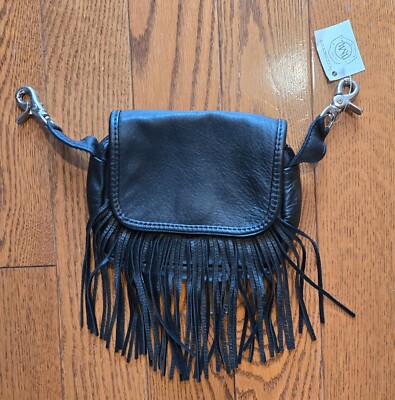 Leather belt Bag with Frills travel biker style