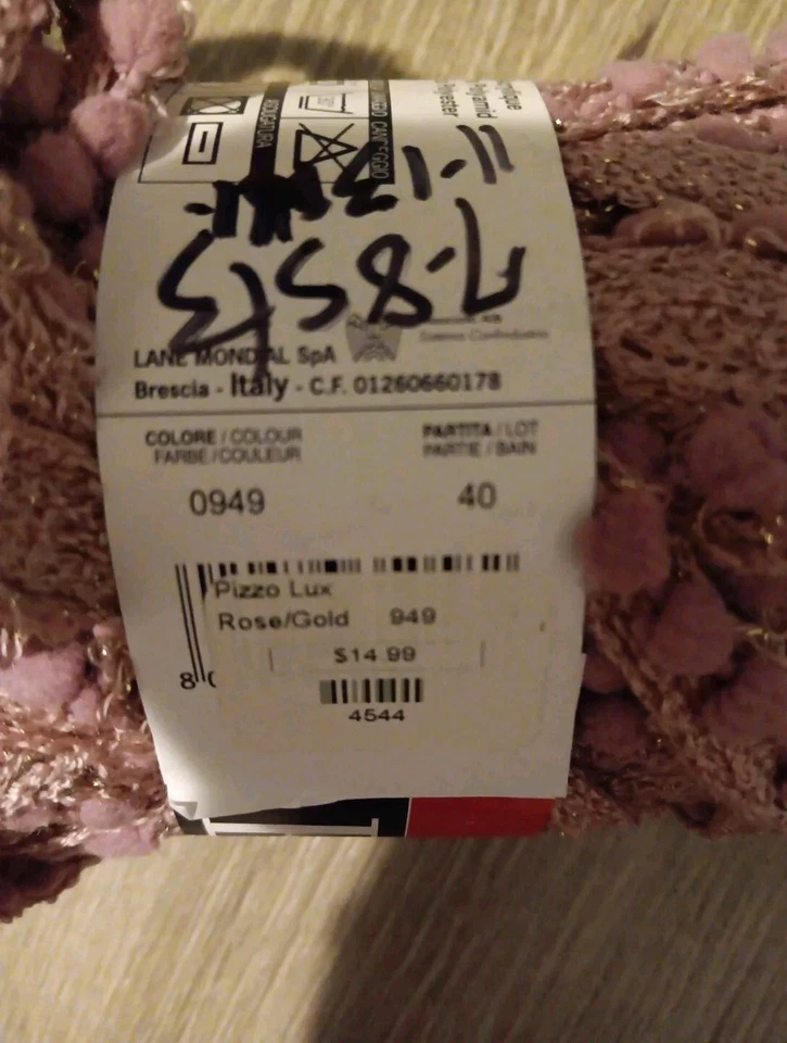  Hilo italiano Pizzo Lux Mondial #0949 oro rosa, 100 g, 24 m, hilo con volantes #6 con peso Foto 4 de 4