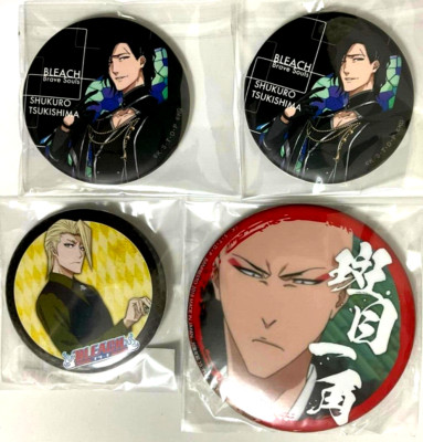 Bleach Can Badge Button Collection x4 Izuru Kira Ikkaku Madarame Tsukishima JP