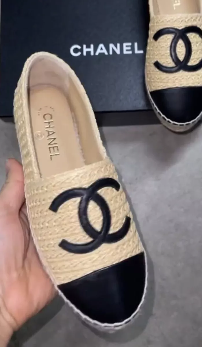 chanel espadrilles black and beige