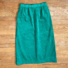 Vintage Ultrasuede Skirt Size Small 27" Waist 1970s Teal Faux Suede Midi Pockets