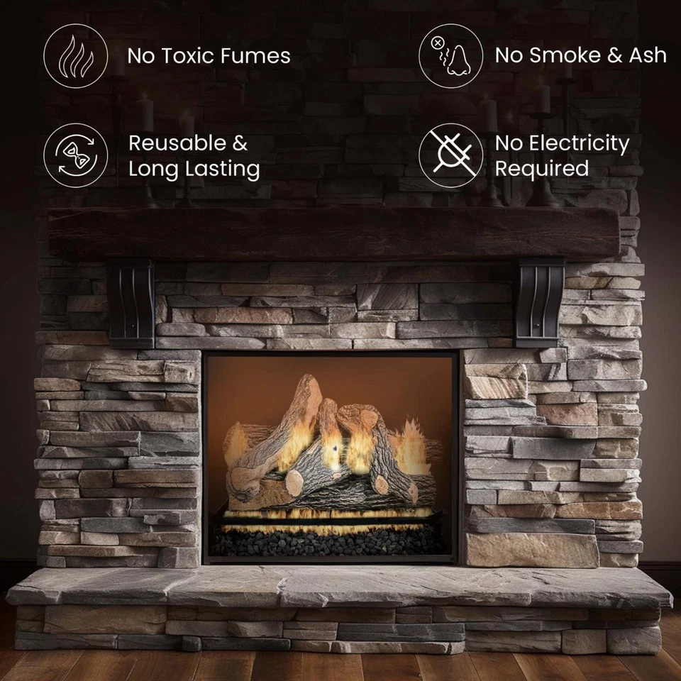 18" 24" 30" Great Oak Premium Decorative Vented Gas Fireplace Logs (LOGS ONLY) - Image 3 of 4
