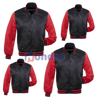Men's Classic Letterman Black & Red Vintage Baseball Bomber Varsity jacket