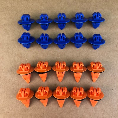 Set of 20: Orange & Blue Toyota Trim Moulding Clips 75395-35070
