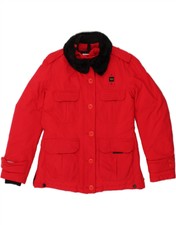 Blauer Womens Padded Jacket Uk 16 Large Red Polyester Bk04
