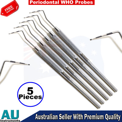 Periodontal WHO Probe Dental Pocket Depth Measuring Color Coated Perio Probes X5