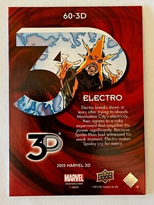 2015 Upper Deck Marvel 3D Lenticular #60-3D ELECTRO Parallel Card MINT   