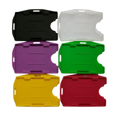 Double Sided Horizontal Color Open Faced Plastic Rigid Badge ID Card Holder 67CA