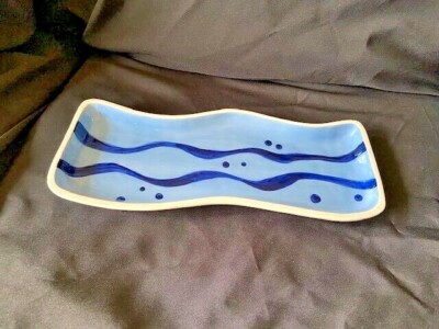 CRACKER BARREL RECTANGULAR RETRO BLUE WAVE TRAY 13'' x 5''