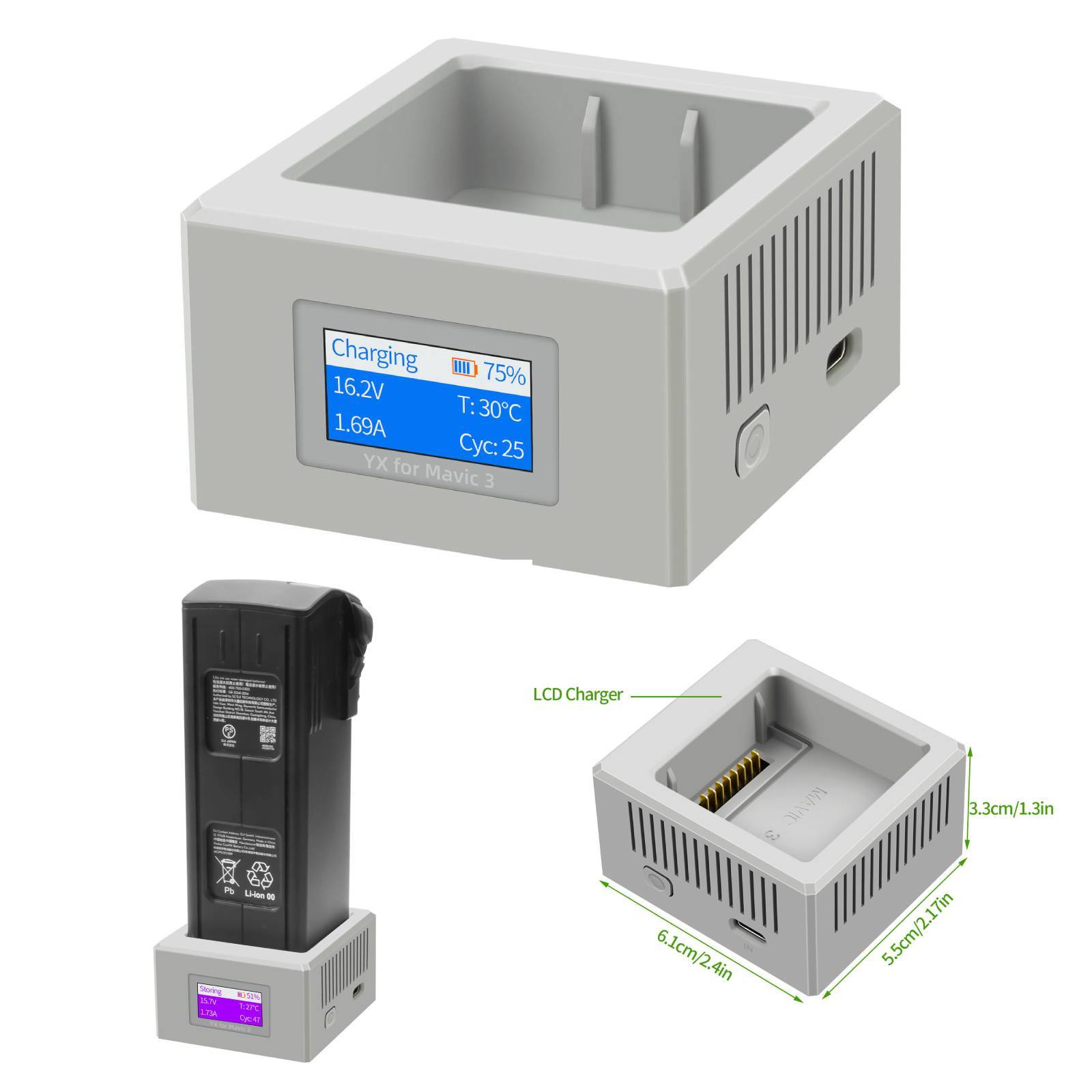 Charging Station USB LCD Fast Battery Charger for DJI Mavic 3/Mavic 3 pro Drone-image