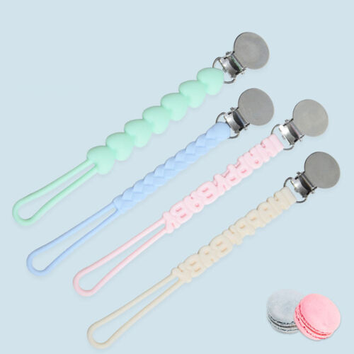 Silicone Pacifier Chain Pacifier Anti-Drop Chain Stainless Steel Clip Round Bead - Picture 14 of 36