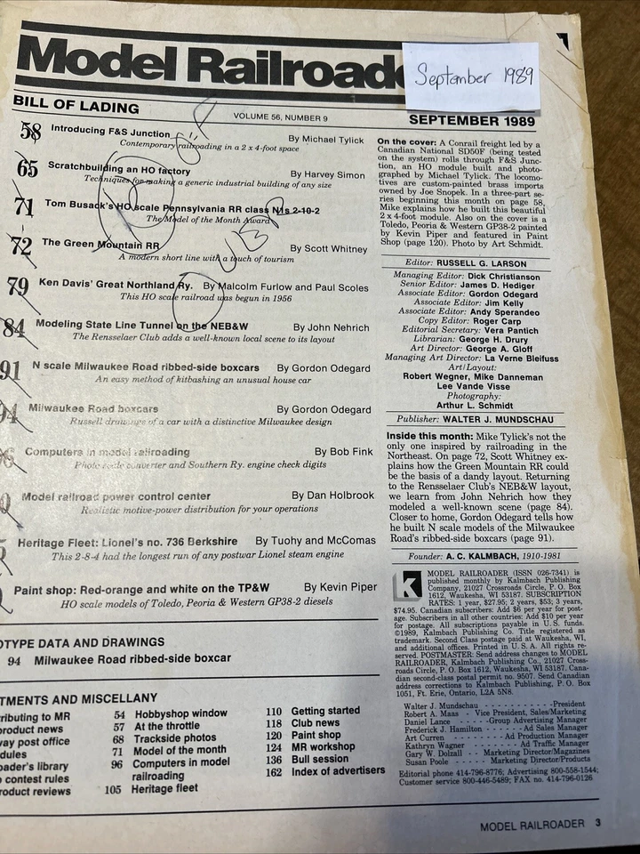 Model Railroader 5 Various Issues January 1982, March/Sept 1989 & March/April’90 - Image 4 of 4