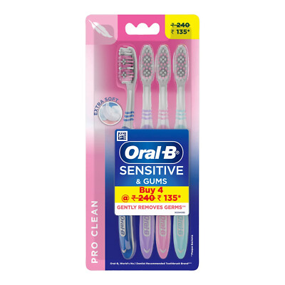 Oral B Sensitive Whitening Extra Soft manual Toothbrush for adults 4 PCS