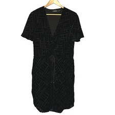 Lauren Ralph Lauren size 10 Black Dress Short Sleeve V-neck Velvet Burnout Event