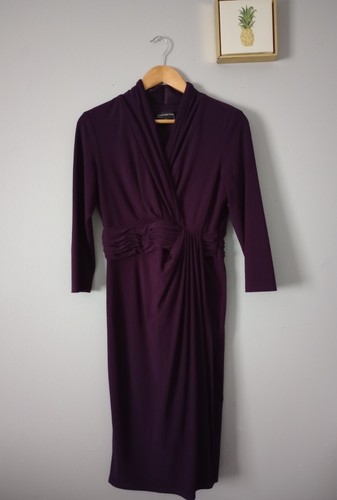 Jones New York women Dress style shift color purple size 8 Midi Good Condition - Picture 9 of 11