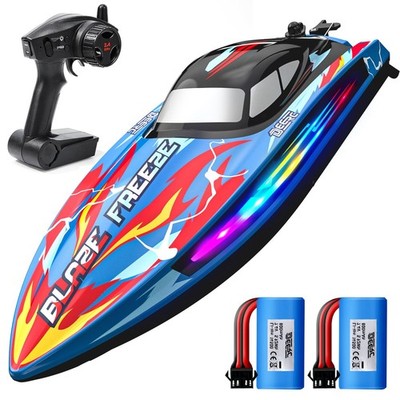 DEERC Fast RC Boat 20+MPH 7 LED Light Modes Remote Control Racing Boat for Kids