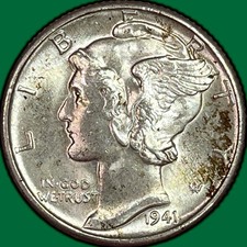 1941-d Mercury Dime Brilliant Uncirculated Bu Coin 42154