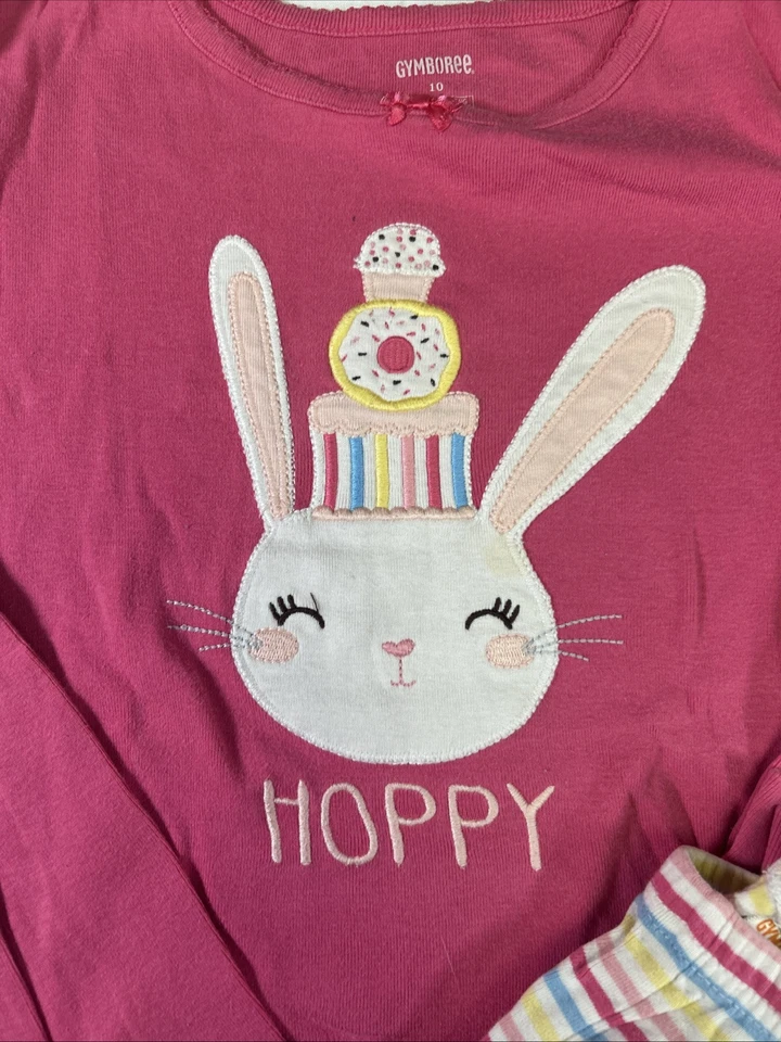 Pijama Gymboree Niñas Primavera Pascua Conejito 100% Algodón Talla 10 Usado en Excelente Condición Foto 4 de 4