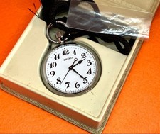 SEIKO QZ Pocket Watch White Dial Vintage Railway Style  Box Included
