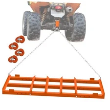 4 Ft Drag Harrow, Heavy Duty Driveway Grader, Tow Behind Lawn Rake 4 Ft-Orange