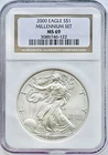 2000 $1 American Silver Eagle NGC MS69 Brown Label