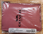 Coach Pink Leather Key Chain ID/Document Holder Wallet Women Solid Logo F12186 — photo 1