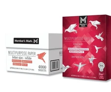 Member’s Mark Multipurpose Copy Paper Printer 10Reams = 4000 Cts White 8.5"x11"