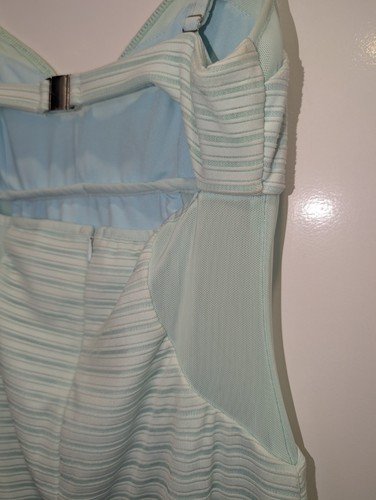 Bec and Bridge Mint Green Striped Dress With Mesh Details Size 8 Midi Mini - Picture 4 of 10