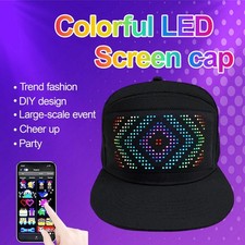 LED Hats Baseball Caps Bluetooth Full Color Programmable Hat for Party Black