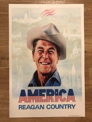 1980 Ronald Reagan America is Reagan Country Election Campaign Poster Sign