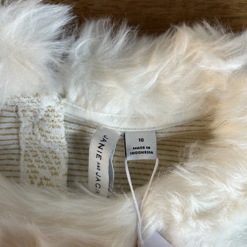 Vestido JANIE AND JACK Floral Jacquard Imitación Piel Cuello Talla 10 Marfil Vacaciones Foto 3 de 4