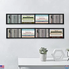 2-Piece Black Wall-Mounted CD/DVD Storage Shelves - 34-Inch Floating Media Rack