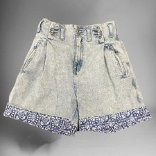 Vintage High Waisted Stone Washed Distressed Mom Jean Shorts Vivre Size 11 H-08