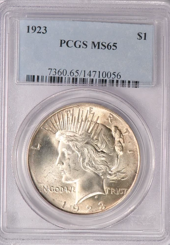1923 Peace Dollar $1 PCGS MS65 Shimmering Light Gold Toning