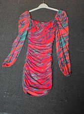 Quiz multicoloured red patterned runched mini dress size 6