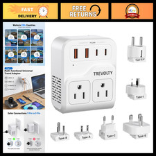 2000W Voltage Converter 220V to 110V for European Travel, 3AC/2USB-A/2USB-C Adap