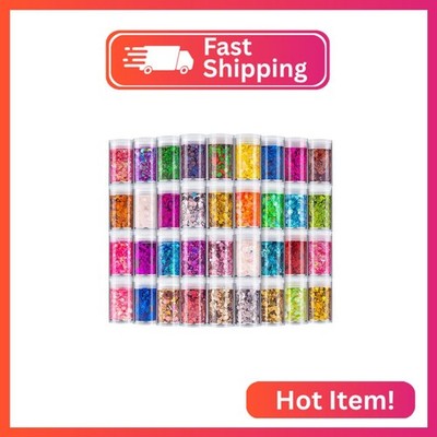 Holographic Chunky Glitter, Set of 36 Colors Craft Glitter Sparkle Sequins, Cosm