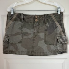 Y2K America Eagle Outfitters Skirt Womens 8 Green Camouflage Cargo Mini Utility