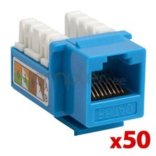 Cat5E Punch Down Keystone Jack RJ45 CAT5 Blue Lot of 50 NEW